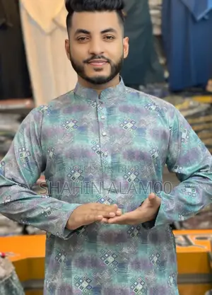 প্রিন্ট পাঞ্জাবি স্ন্যাপ বাটন।