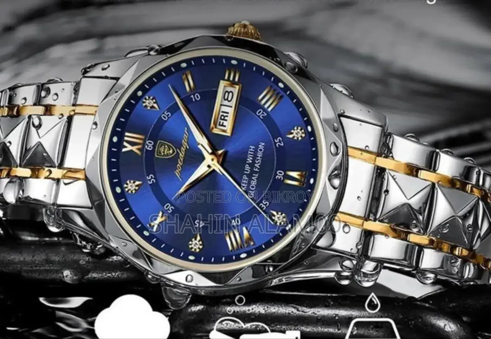 Poedagar 615 Diamond Cut Watch for Men