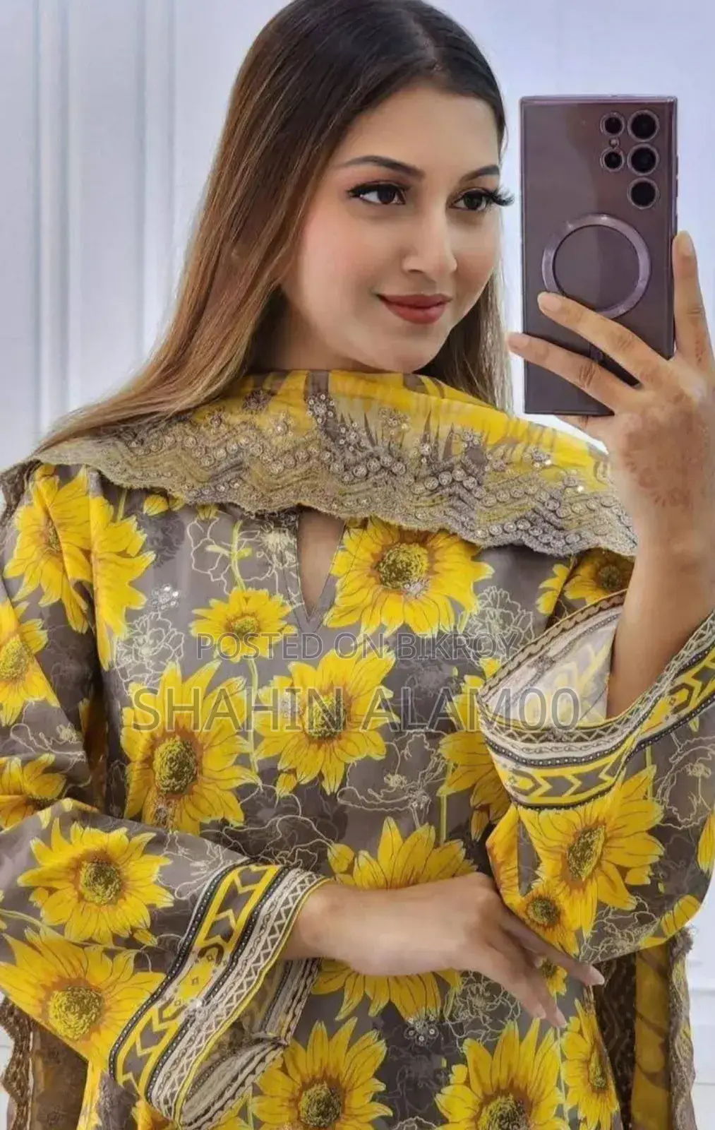 ডিজিটাল প্রিন্টেড ৩ পিস উইথ লেস ওয়ার্ক