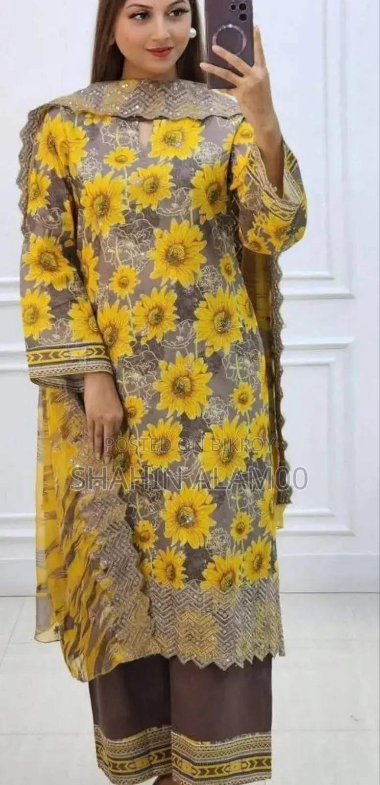 ডিজিটাল প্রিন্টেড ৩ পিস উইথ লেস ওয়ার্ক