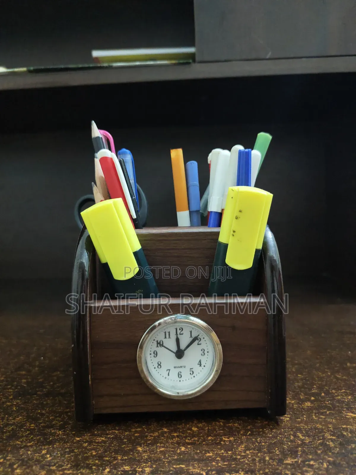 ঘড়িসহ কলমদানি Pen Holder With Clock বা মাল্টিপারপাস পেন হোল্ডার