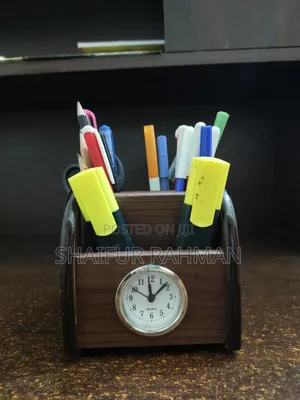 ঘড়িসহ কলমদানি Pen Holder With Clock বা মাল্টিপারপাস পেন হোল্ডার