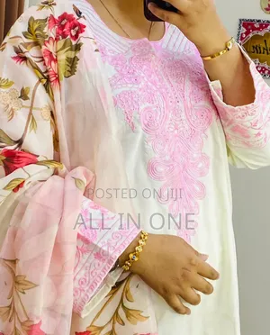 Readymade Three Piece with Computer Embroidery on AC Cotton