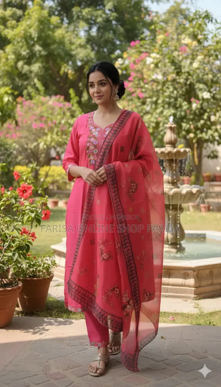 Ready Made Linen Three Piece – Embroidery Work