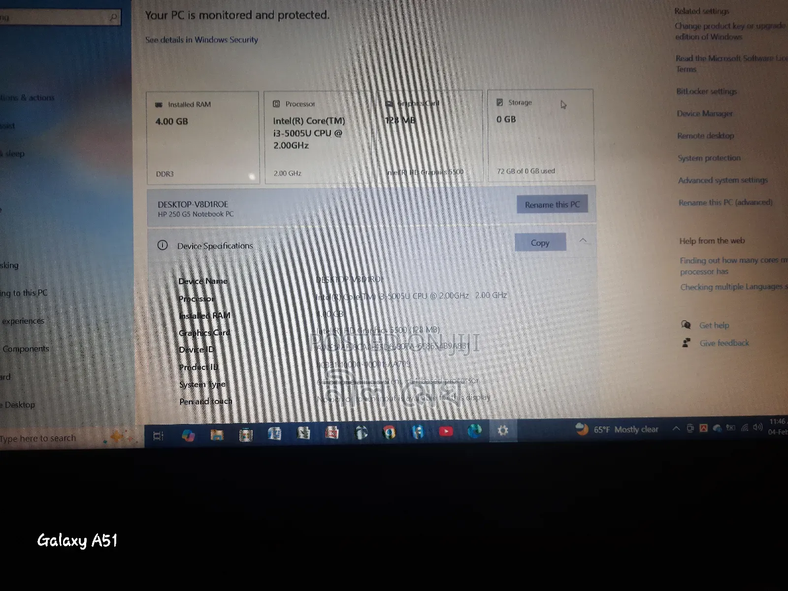 Laptop HP 250 G5 4GB Intel Core 3 SSD 500GB
