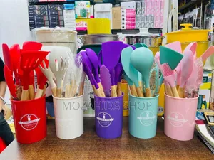 12 PCS Wooden Silicone Kitchen Spoon Set