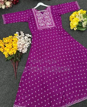 Embroidery Print Gown