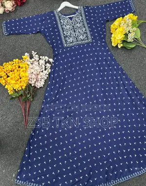 Embroidery Print Gown