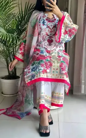 New Readymade Girls Cotton Skinprint Lace Work Salwar Kameez