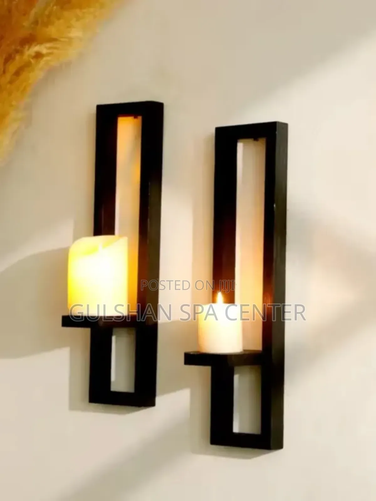 2 PCS Black Wooden Wall Mounted Candle Holders Rustic Display