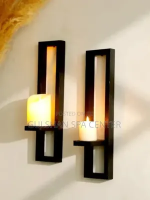 2 PCS Black Wooden Wall Mounted Candle Holders Rustic Display