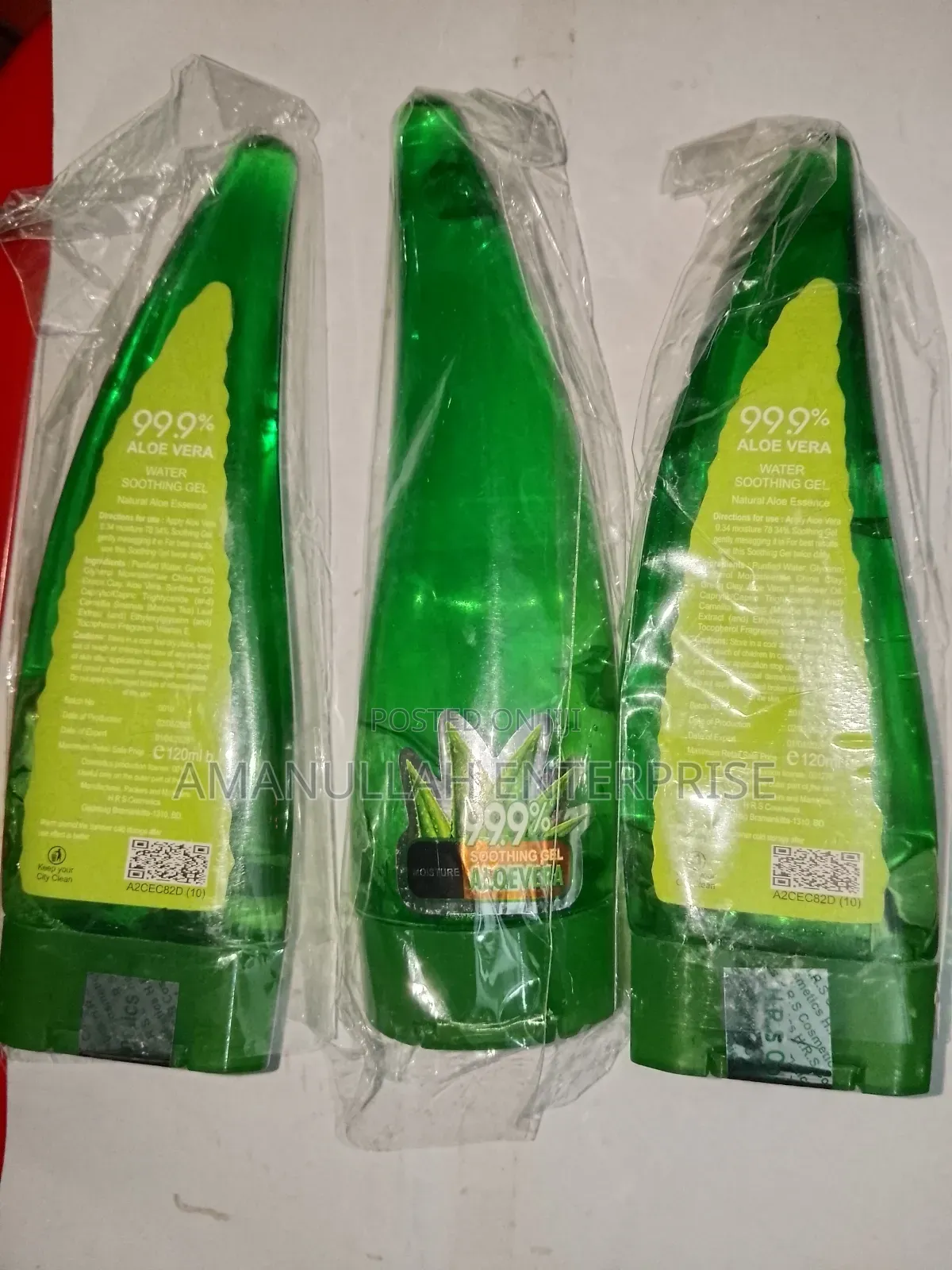 Natural Aloe Vera Soothing Gel in 120ml Bottles. 99.9% Aloe Vera