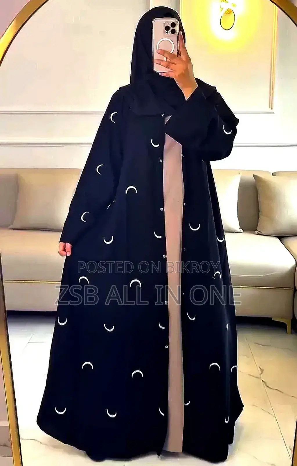 Moon Embroidery Borkha (with Hijab)