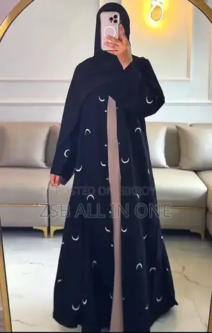 Moon Embroidery Borkha (with Hijab)