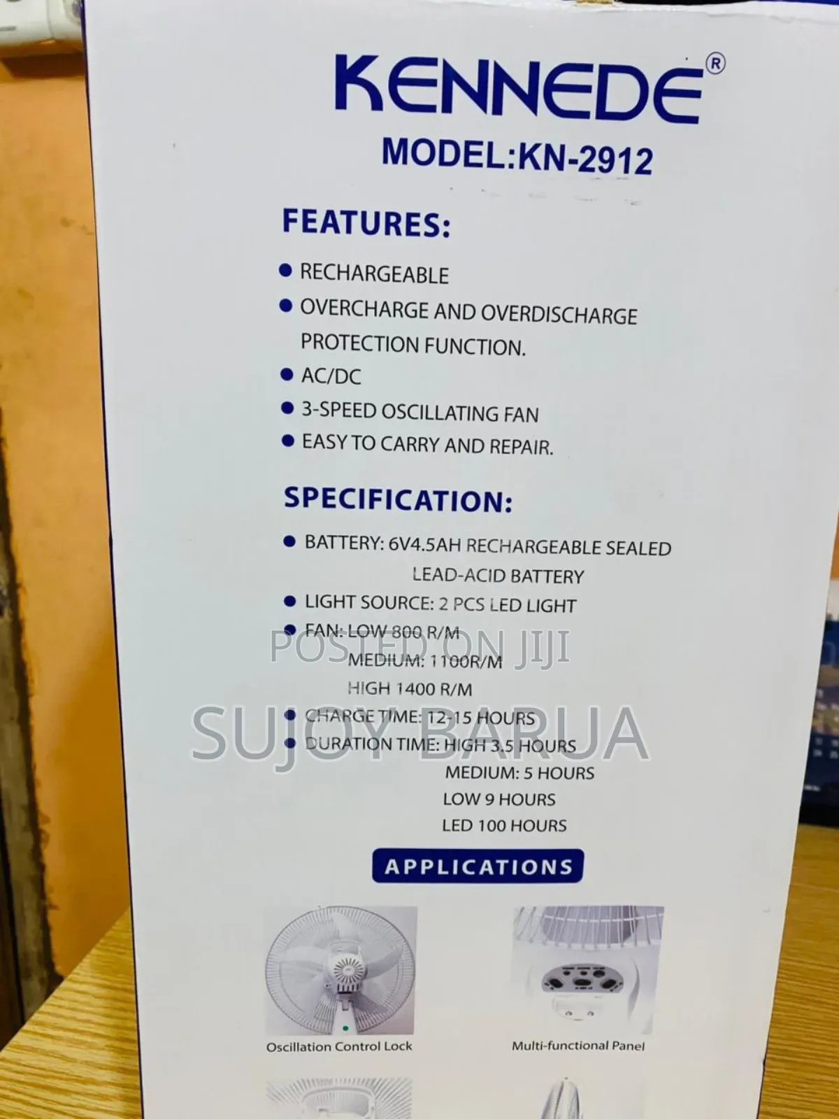 Kennede Rechargeable Charger Fan
