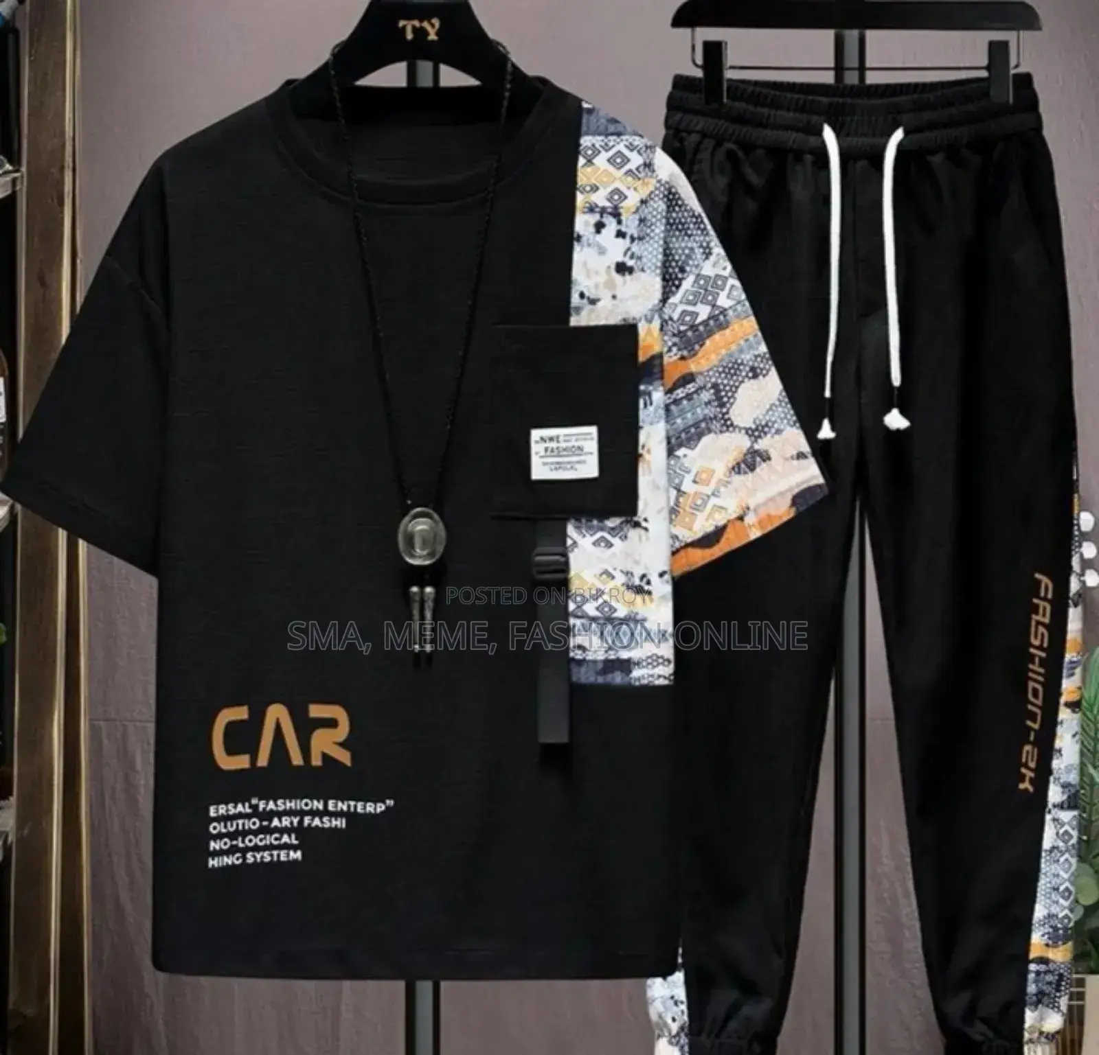 Drop Shoulder Mash T-Shirt and Trouser Combo