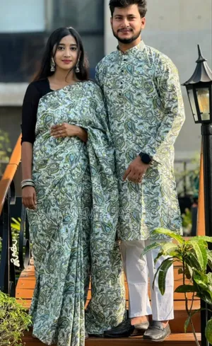 Saree and Panjabi Couple Dress