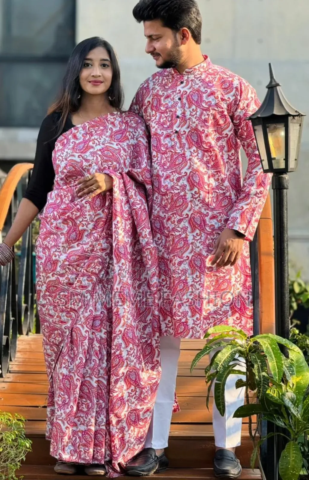 Saree and Panjabi Couple Dress