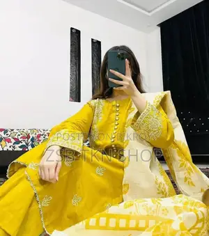 Readymade Three Piece Full Embroidery Lace Work