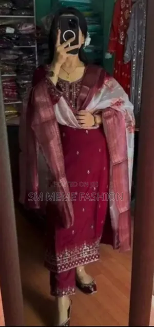 রেডিমেড এমব্রয়ডারি কটন থ্রি পিস