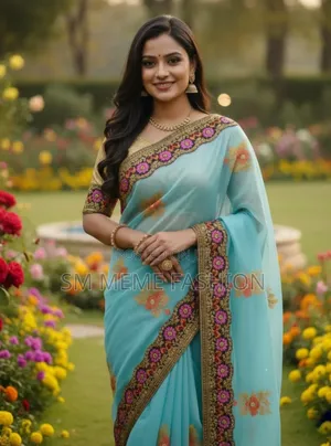 প্রিমিয়াম এমব্রয়ডারি সেমি মসলিন শাড়ি
