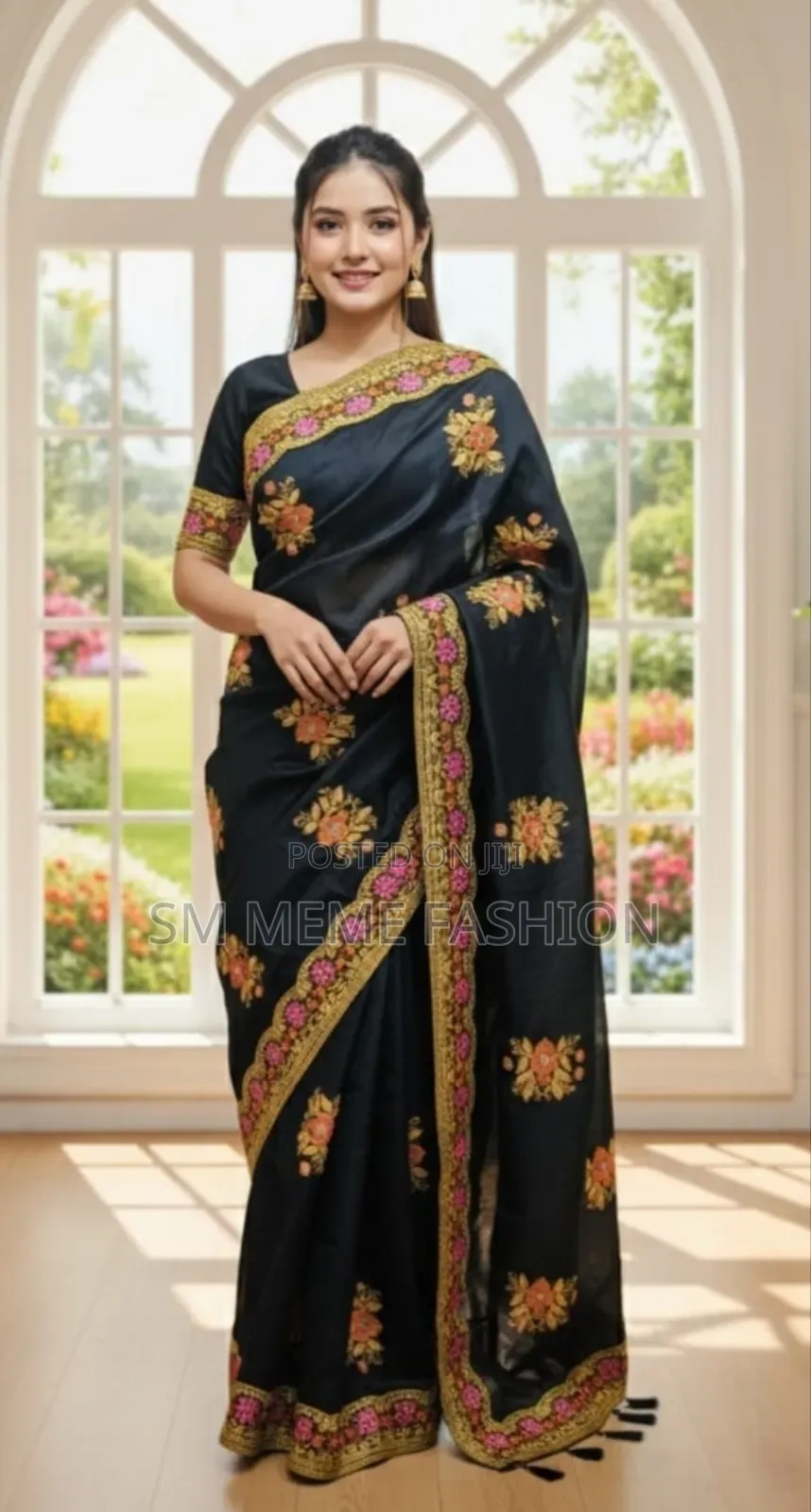 প্রিমিয়াম এমব্রয়ডারি সেমি মসলিন শাড়ি