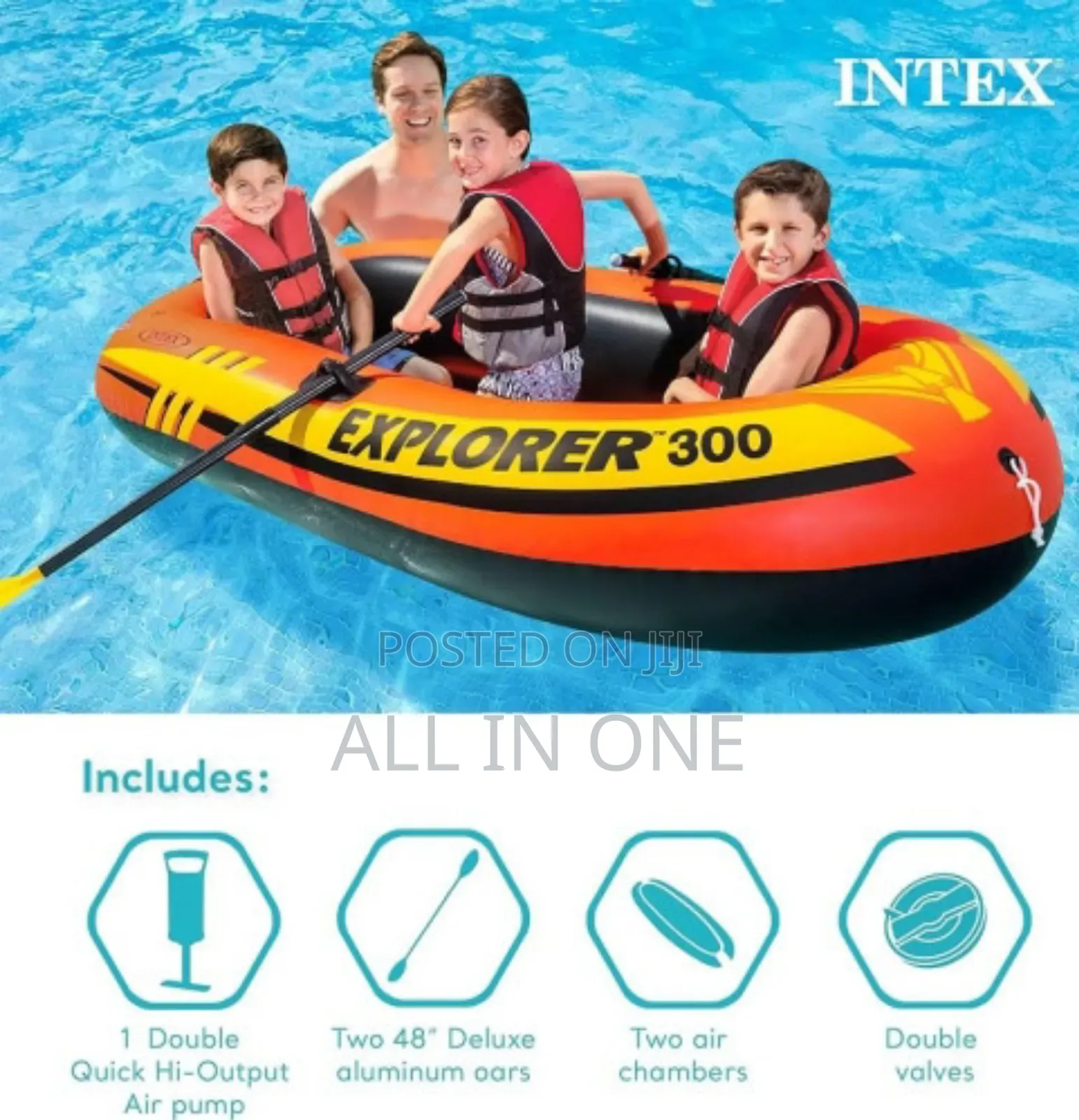 Intex Explorer 300 Inflatable Boat Set With Air Pump 3 Person