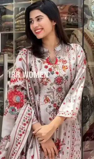 Digital Print Three Piece Readymade Three Piece with Lace Work Design