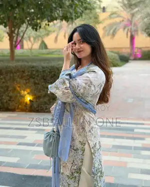 Readymade Three Piece with Digital Print and Lace Work Design