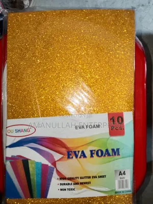 A4 Size Glitter Foam Sheets Golden Colour (02 Pcs)