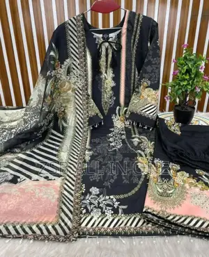 Ready-made Three Piece with Digital Print Lace Work Design