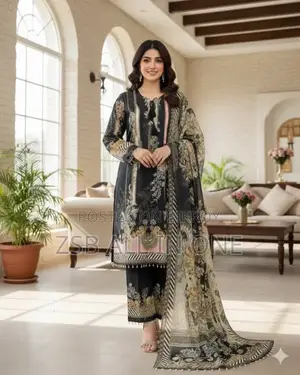Ready-made Three Piece with Digital Print Lace Work Design