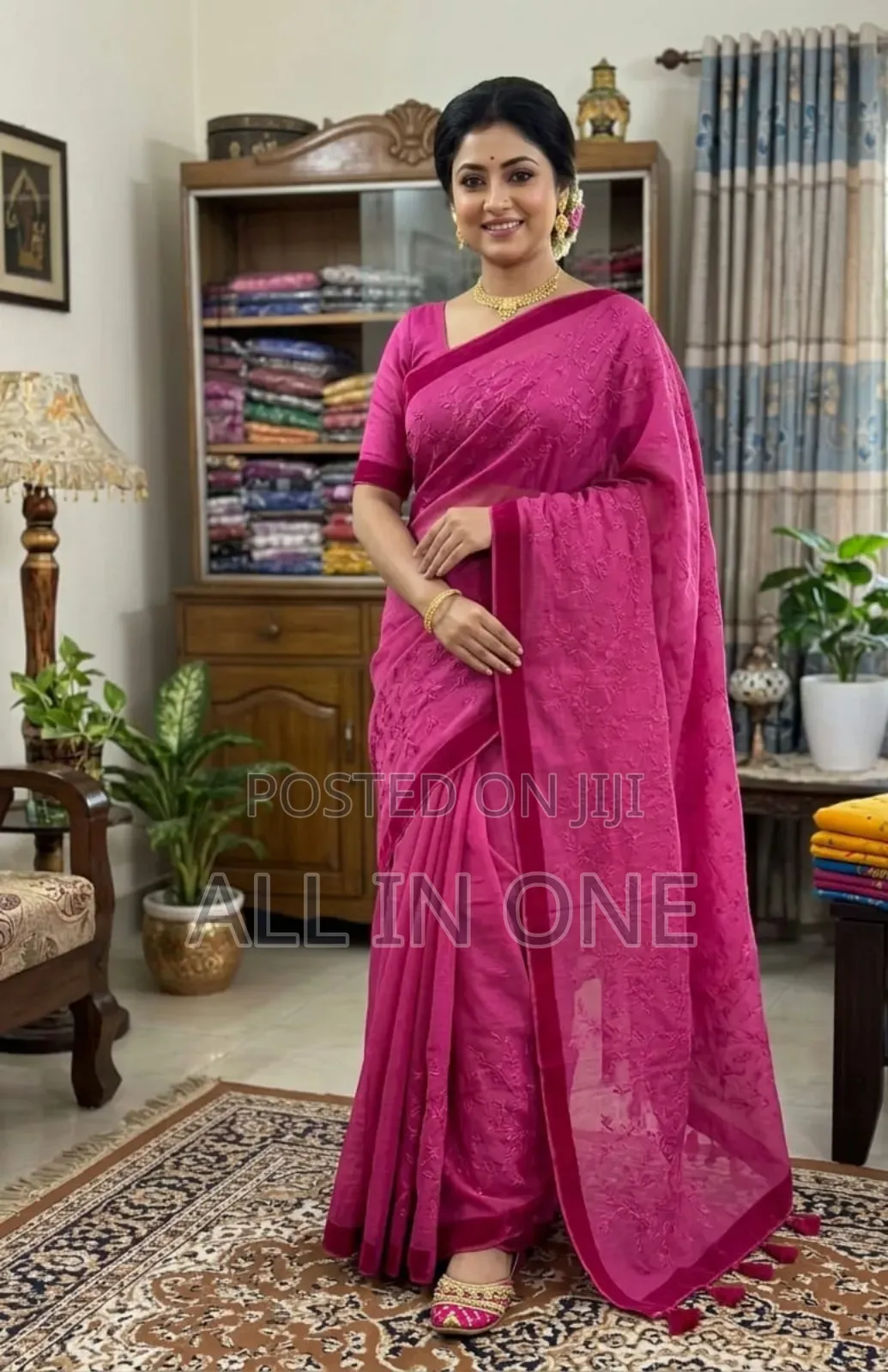 High-quality embroidered saree.