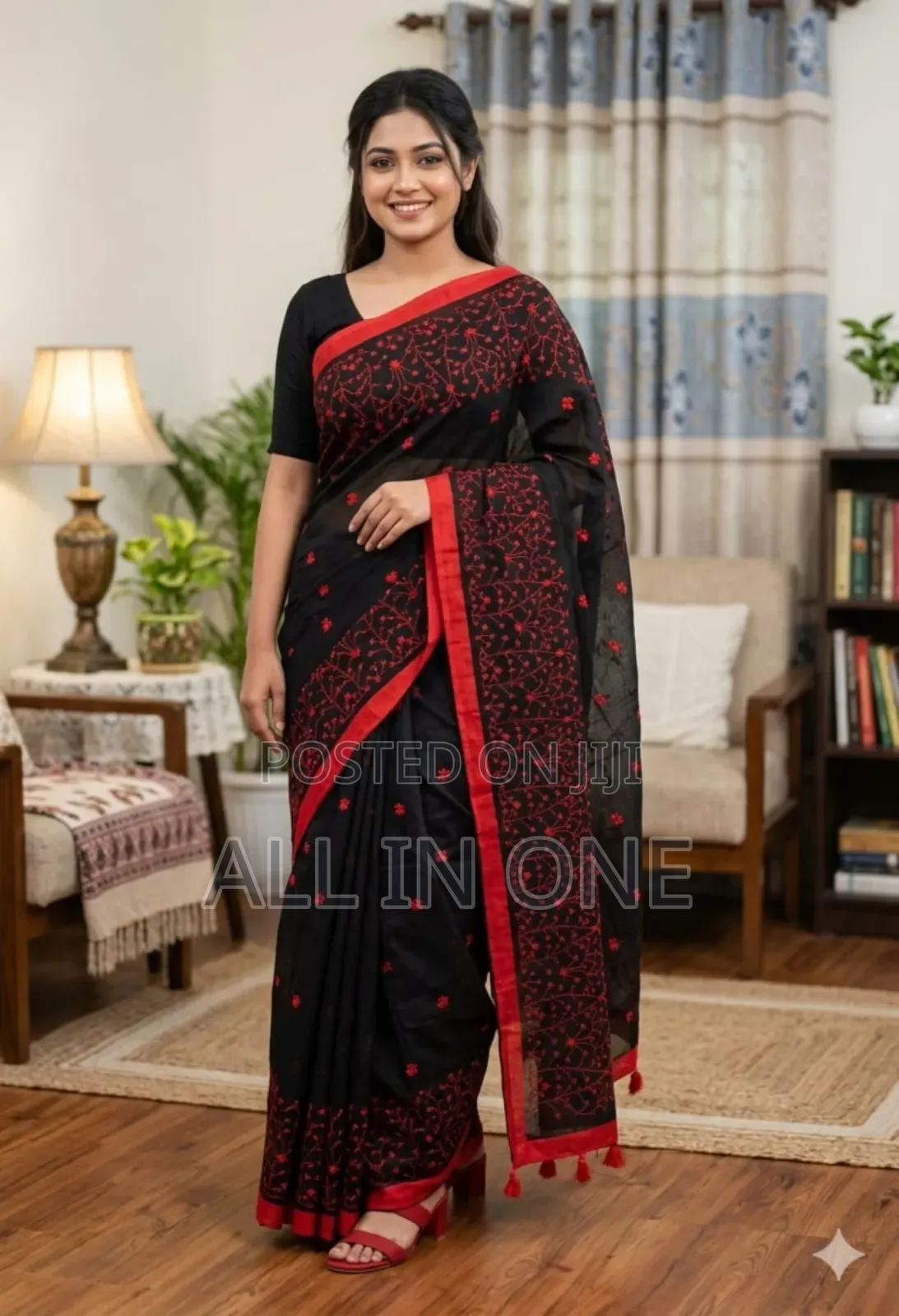 High-quality embroidered saree.