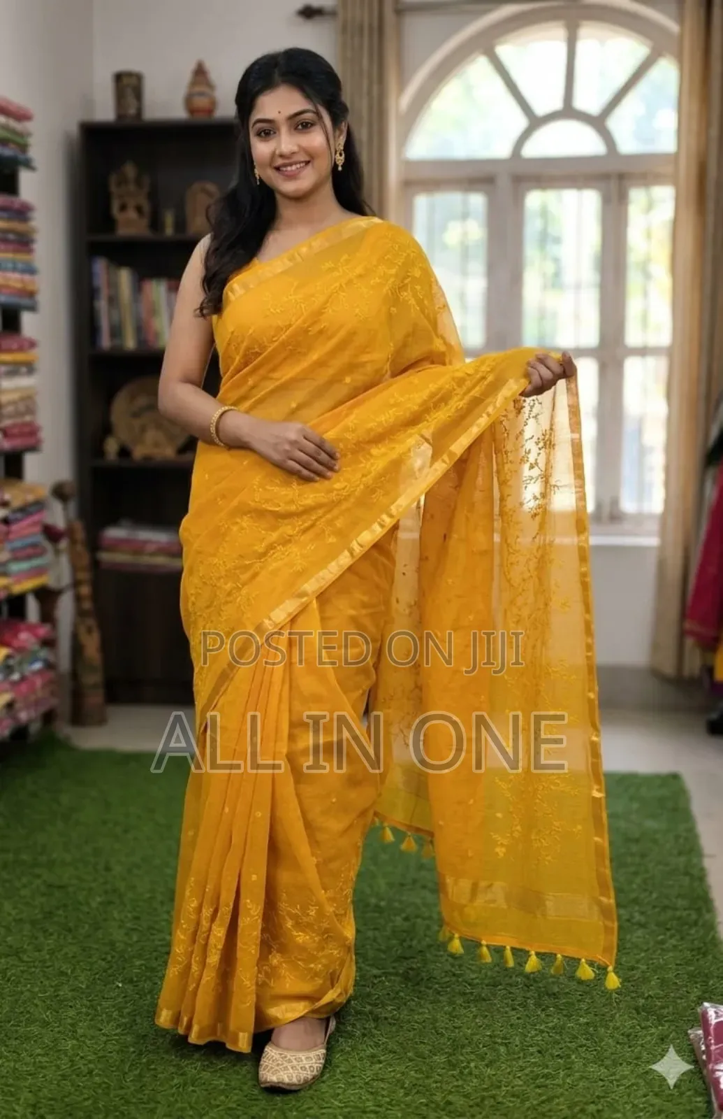High-quality embroidered saree.