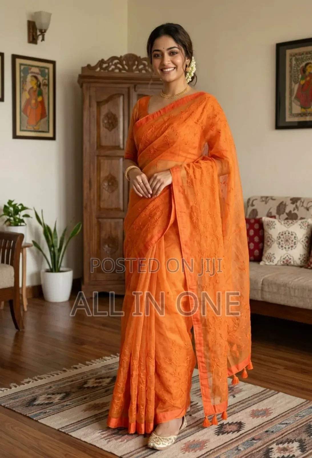 High-quality embroidered saree.