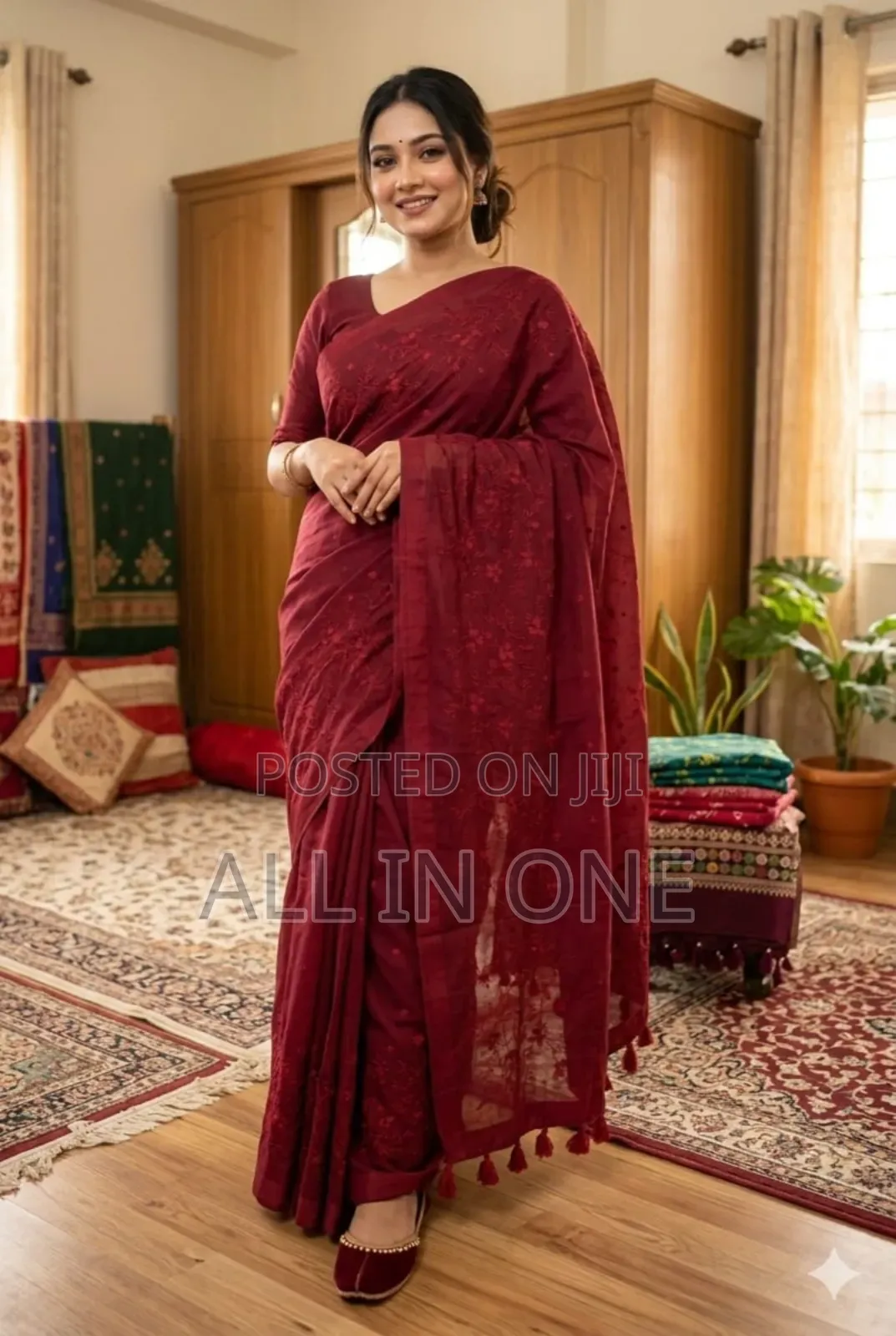 High-quality embroidered saree.