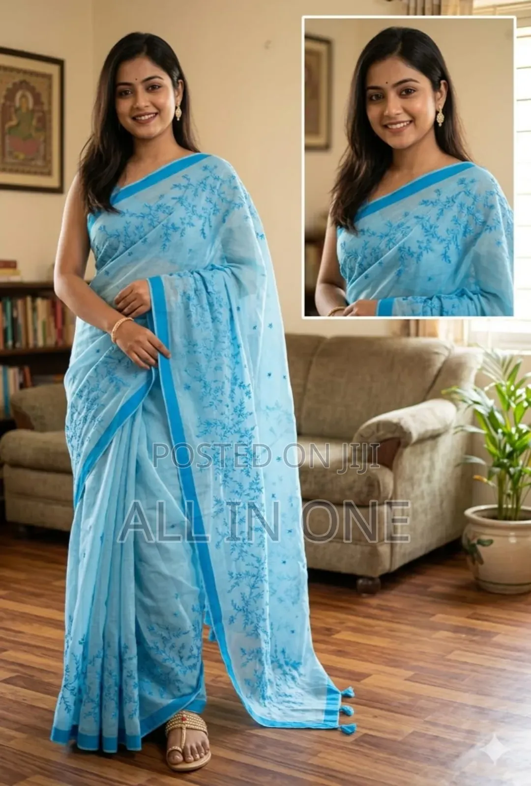 High-quality embroidered saree.