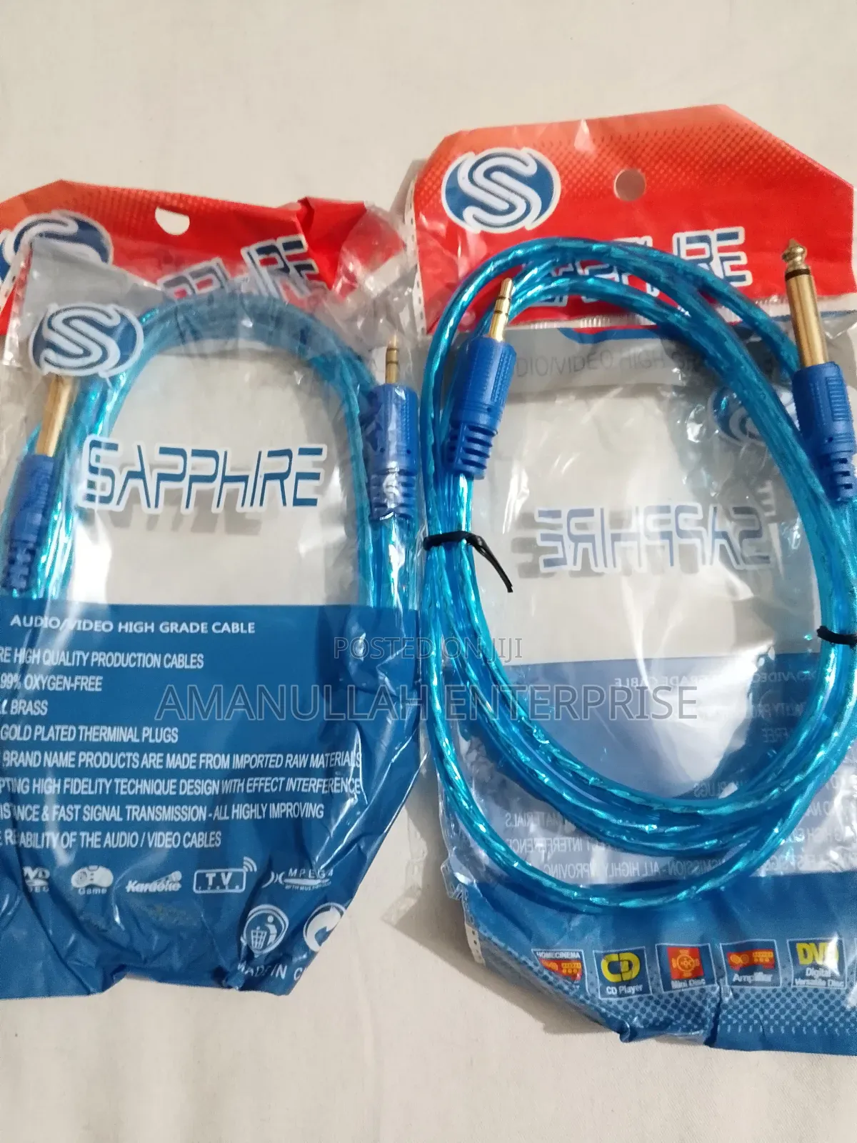 : 3.5mm to 6.35mm (1/4") Mono Audio Aux Cable | Premium Blue