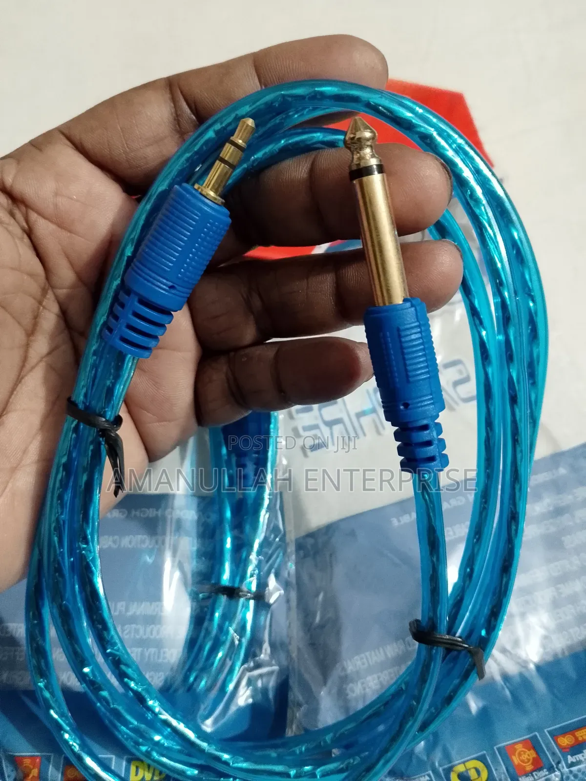 : 3.5mm to 6.35mm (1/4") Mono Audio Aux Cable | Premium Blue