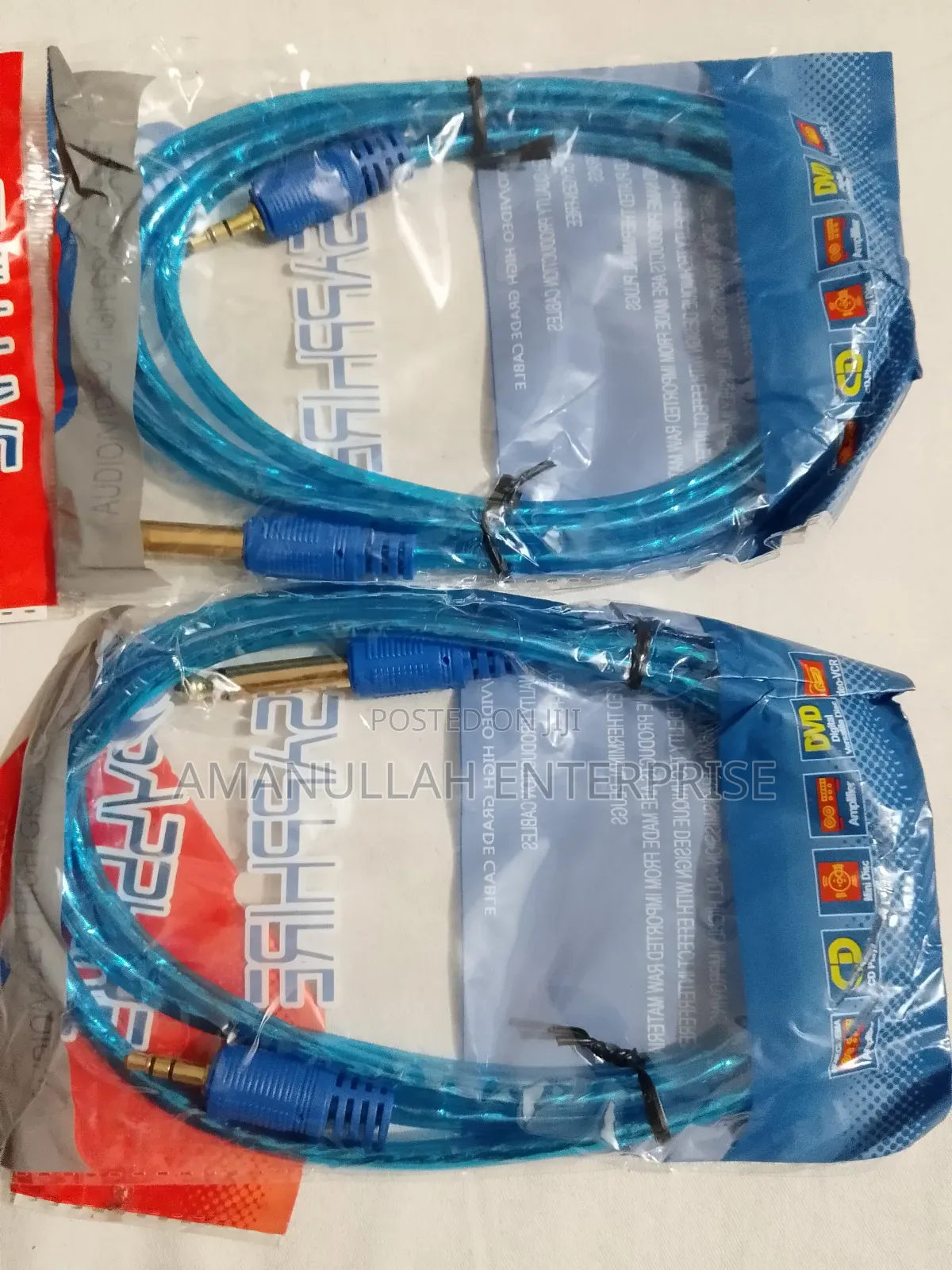 : 3.5mm to 6.35mm (1/4") Mono Audio Aux Cable | Premium Blue