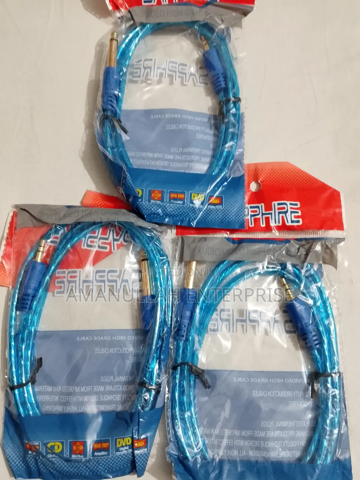 : 3.5mm to 6.35mm (1/4") Mono Audio Aux Cable | Premium Blue