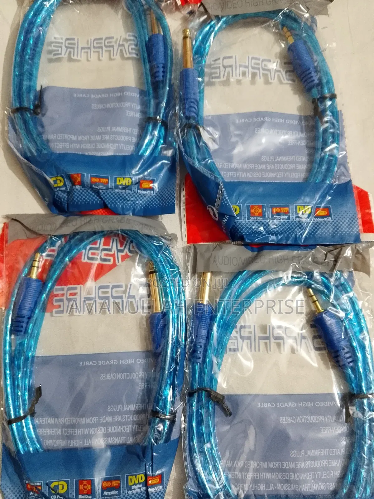 : 3.5mm to 6.35mm (1/4") Mono Audio Aux Cable | Premium Blue