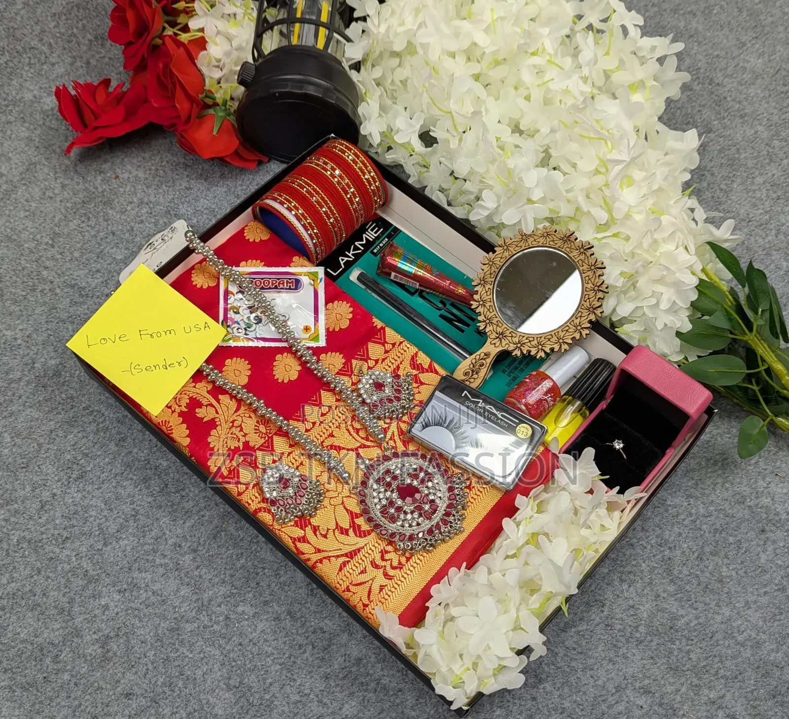 (Code 11054) Silk Katan Saree Combo Set - Red