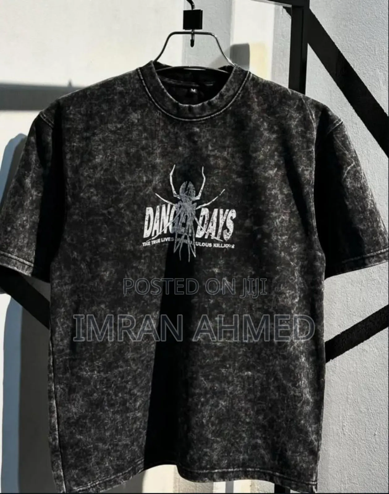 250+ GSM Spider Theme Acid Wash Drop Shoulder