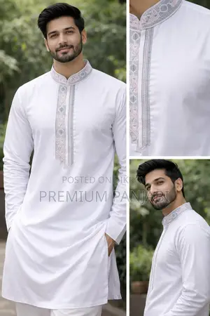 Sailor White Kaftan-Style Panjabi (Size XL)