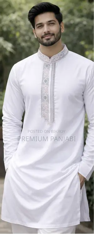 Sailor White Kaftan-Style Panjabi (Size XL)