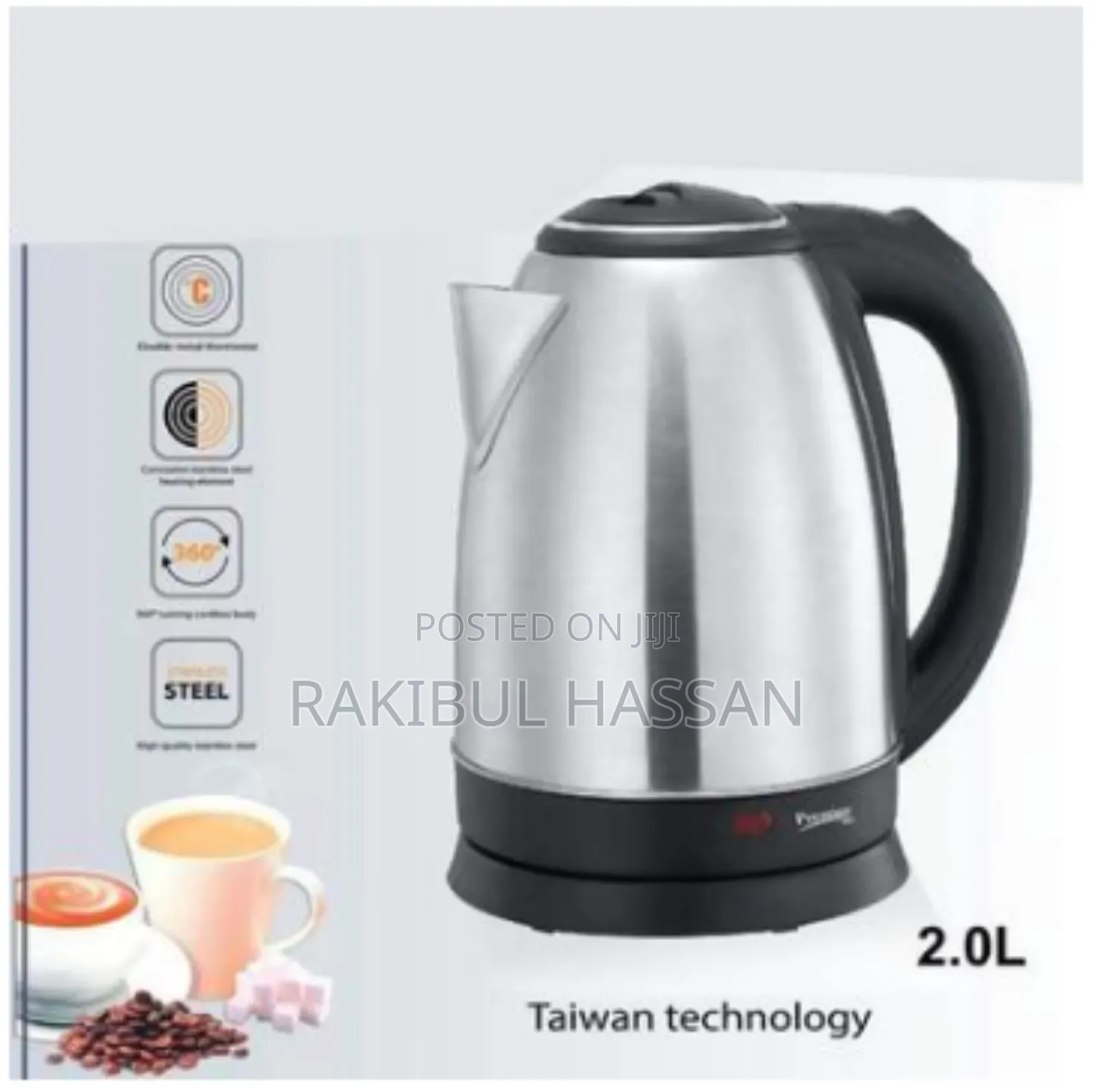 Prestige Electric Kettle - 2 Liter - Silver and Black