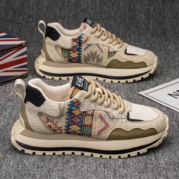 Spring and Autumn New Men's Shoes Trbottomy Fashion Printed Embroidere