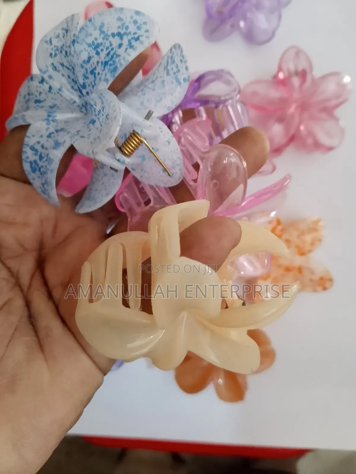 Plumeria Flower Hair Claw Clips | Tropical Summer Accessories (03 Pcs)